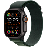 Apple Watch Ultra 2 GPS + Cellular 49mm Black Titanium Case with Dark Green Alpine Loop - Medium,Model A2986